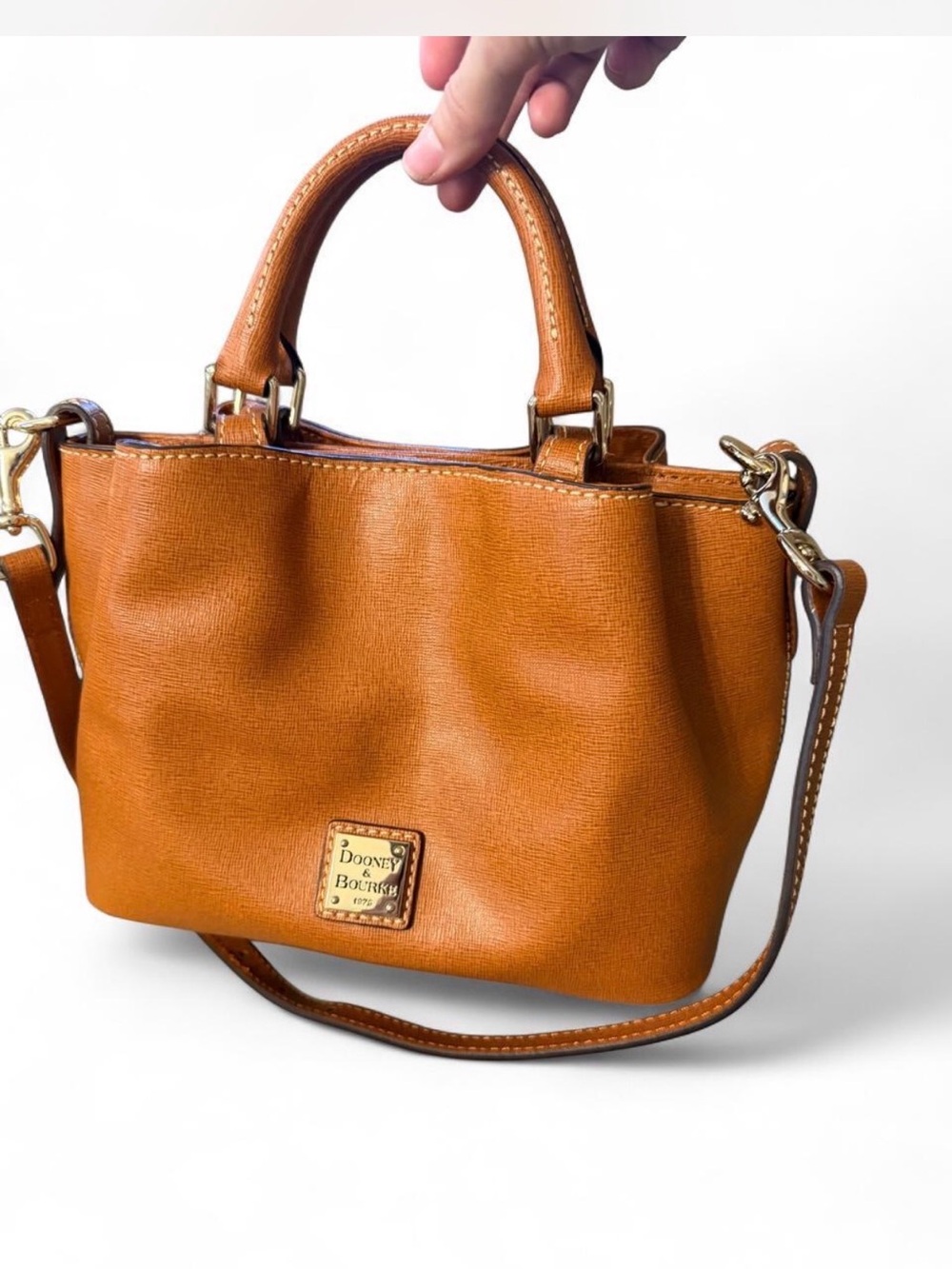 Dooney & Bourke caramel-colored leather Mini City Barlow satchel